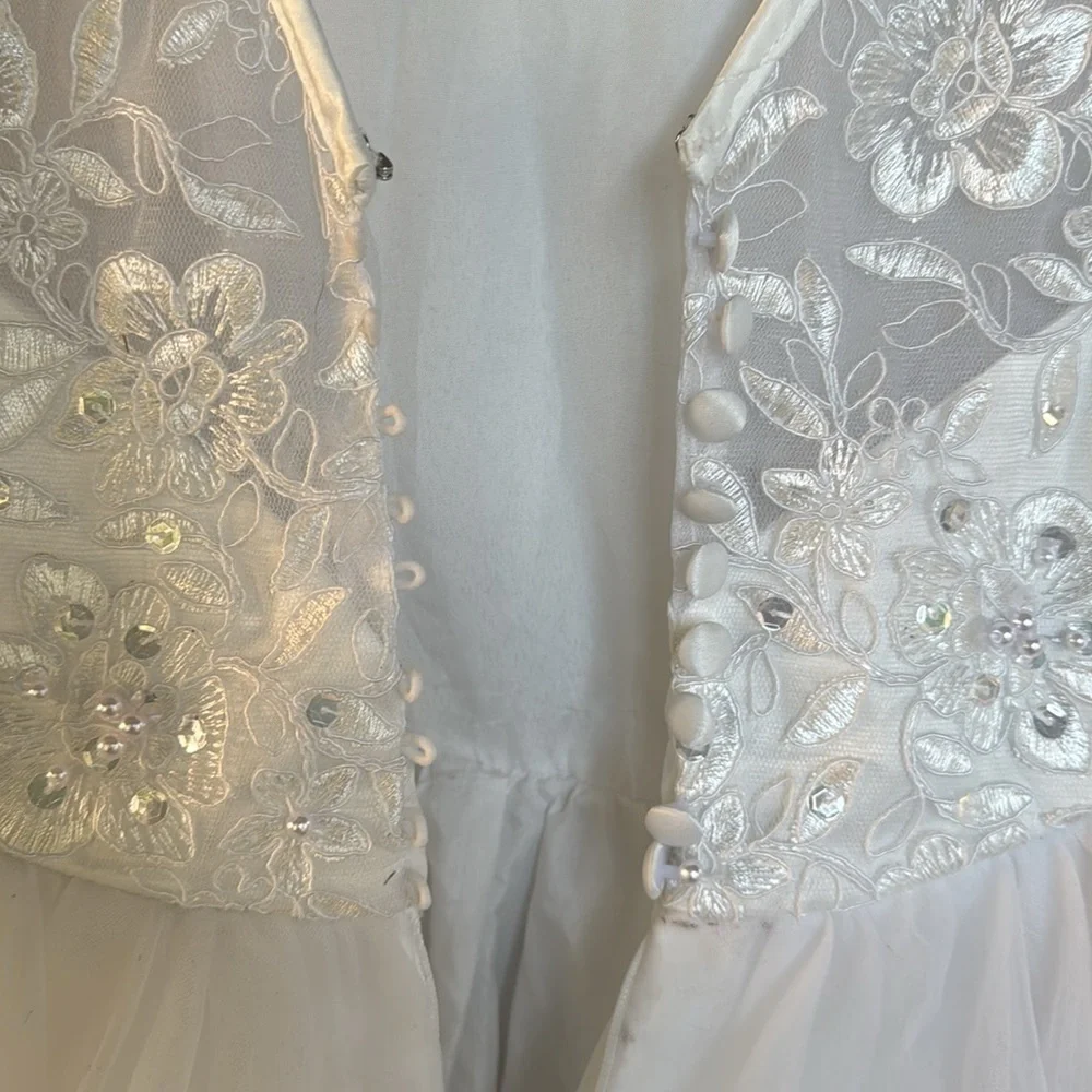 Tip top kids white formal dress with beating embellishments size 6